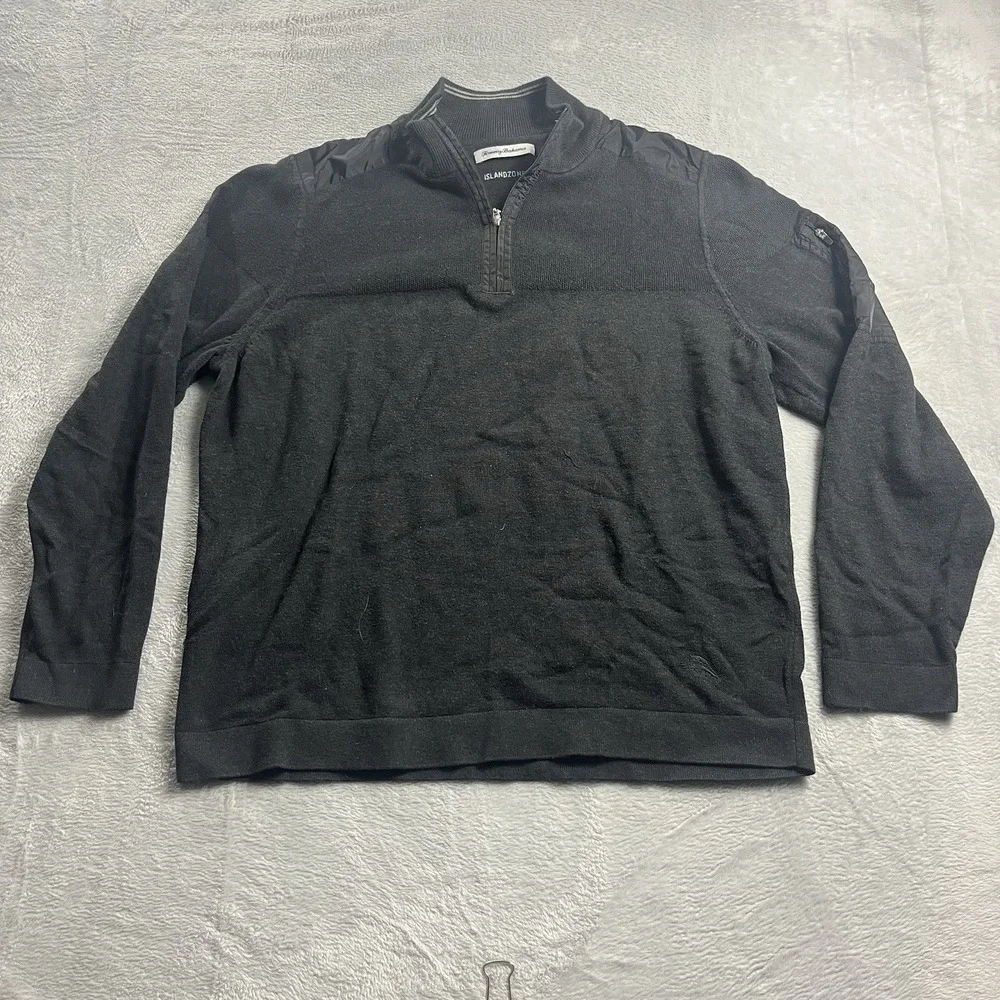 Tommy Bahama Pullover Mens Medium Gray Quarter Zip Long Sleeve Island Zone‎